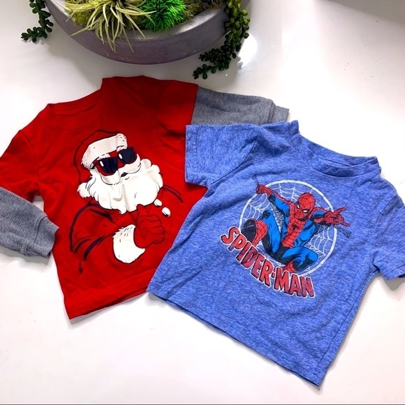 Carter’s Santa marvel Spider-Man 12 month Bundle of 2 baby boy T-shirts - Picture 1 of 9